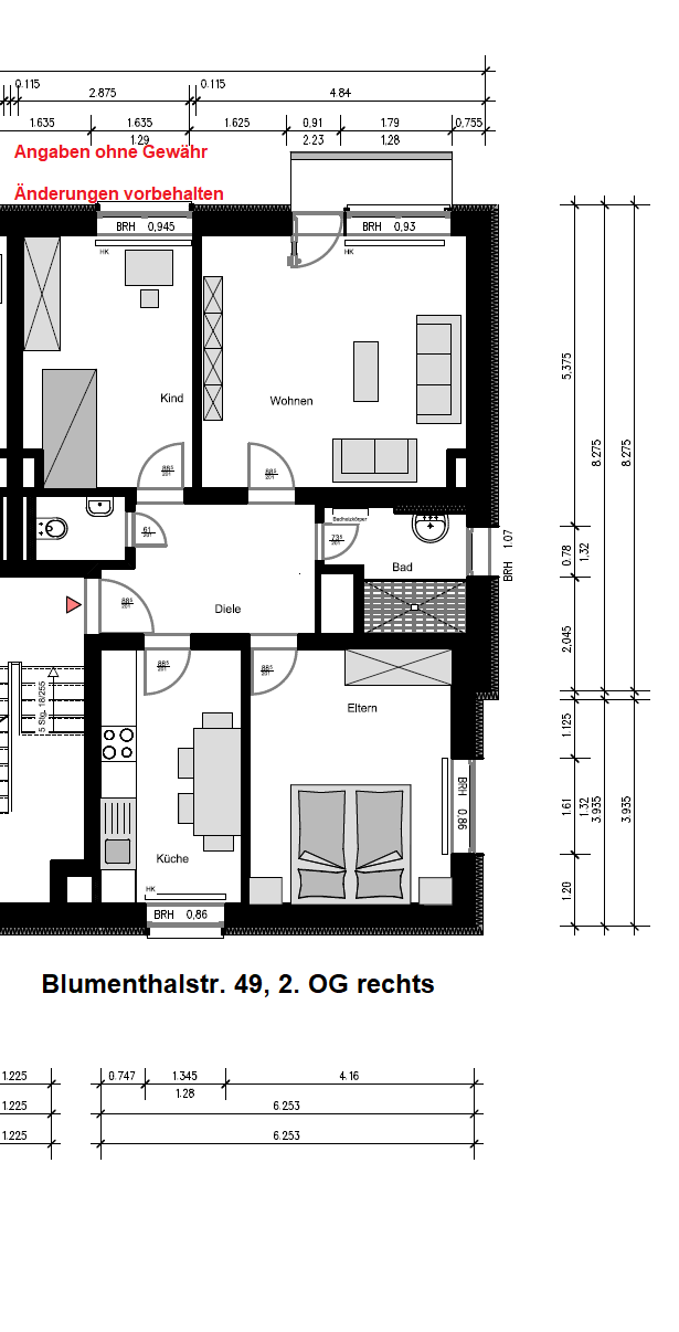 Grundriss Blumenthalstr. 49, 2. OG rechts